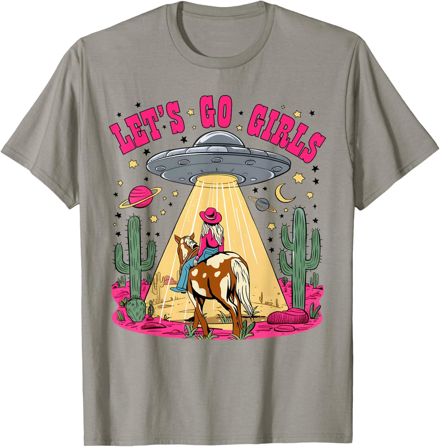 Let's Go Girls Space Desert Cowgirl Bachelorette Party T-Shirt - T-Shirt | Sand