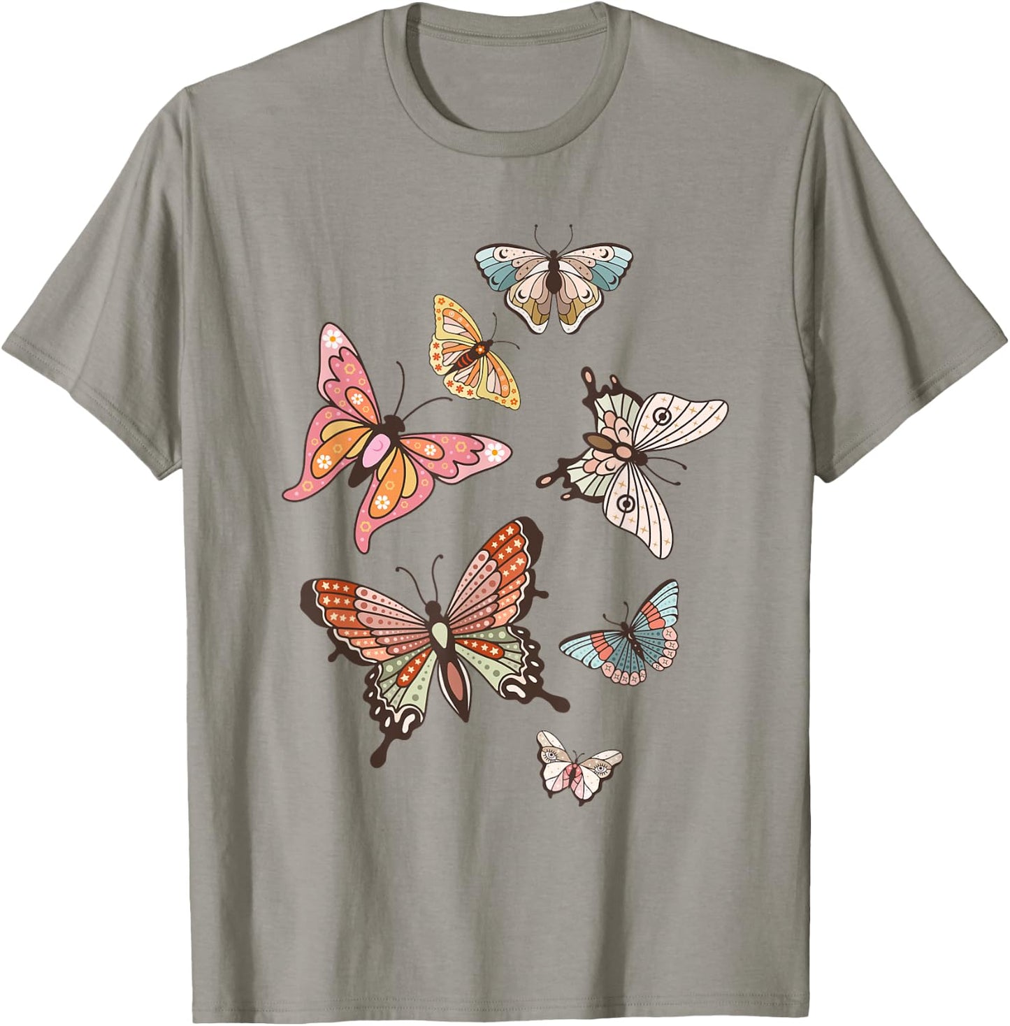 Groovy Butterflies - Butterfly Lover Gardener Entomologist T-Shirt - T-Shirt | Sand