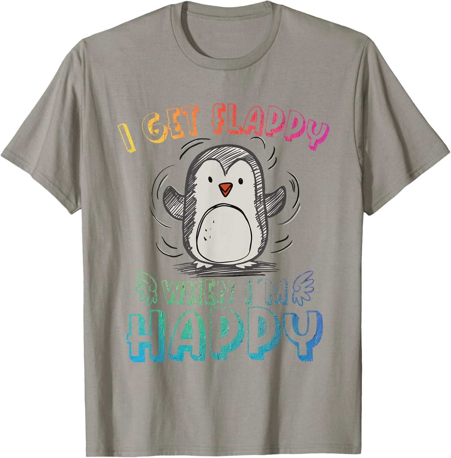 Autism Stimming Penguin I Get Flappy When I´m Happy T-Shirt - T-Shirt | Sand