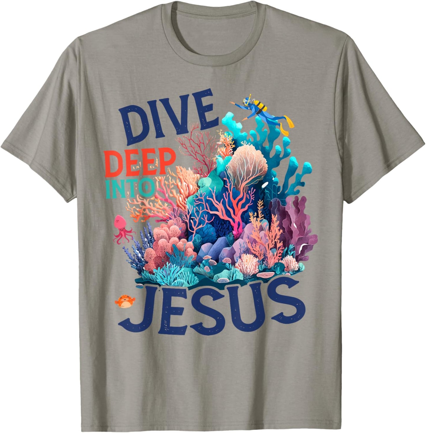 Dive Deep Into Scuba VBS 2024 Bible School Jesus Christian T-Shirt - T-Shirt | Sand