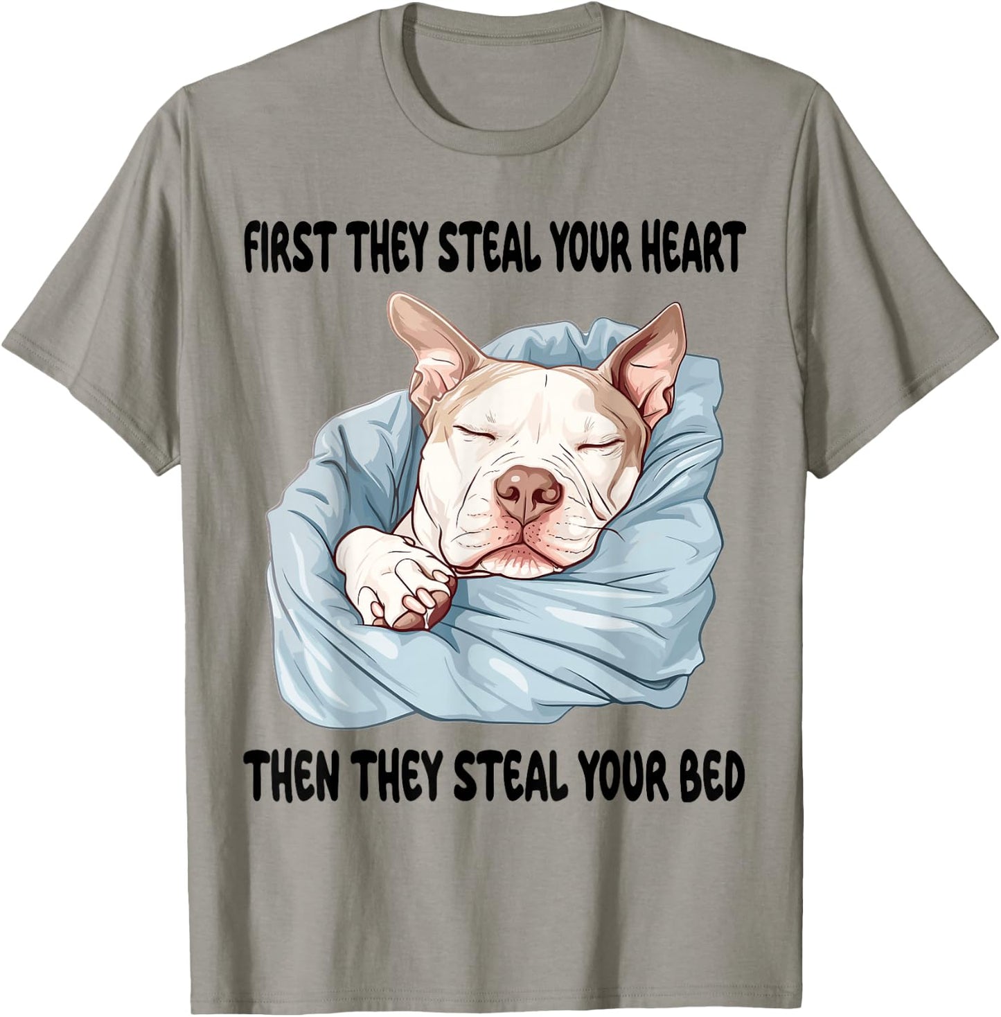 Pitbull Sleeping Pajamas Nightgown T-Shirt - T-Shirt | Sand