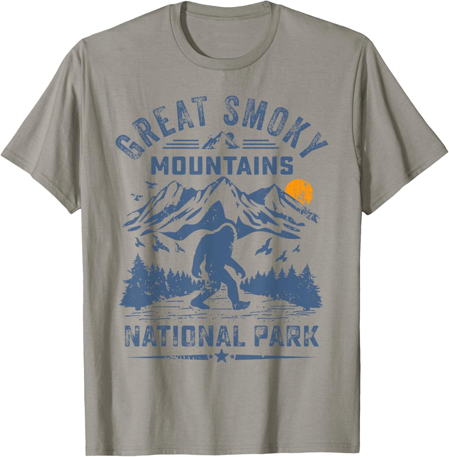 Great Smoky Mountains National Park Sunset Bigfoot Sasquatch T-Shirt - T-Shirt | Sand