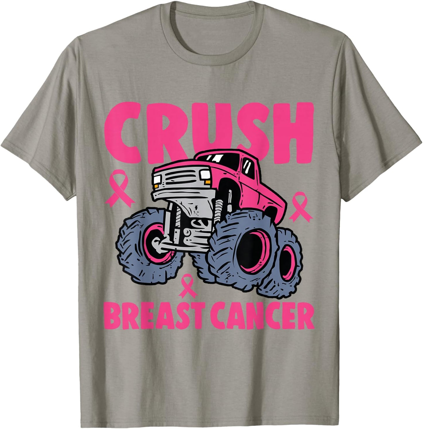 Crush Breast Cancer Awareness Monster Truck kids Boys Girls T-Shirt - T-Shirt | Sand