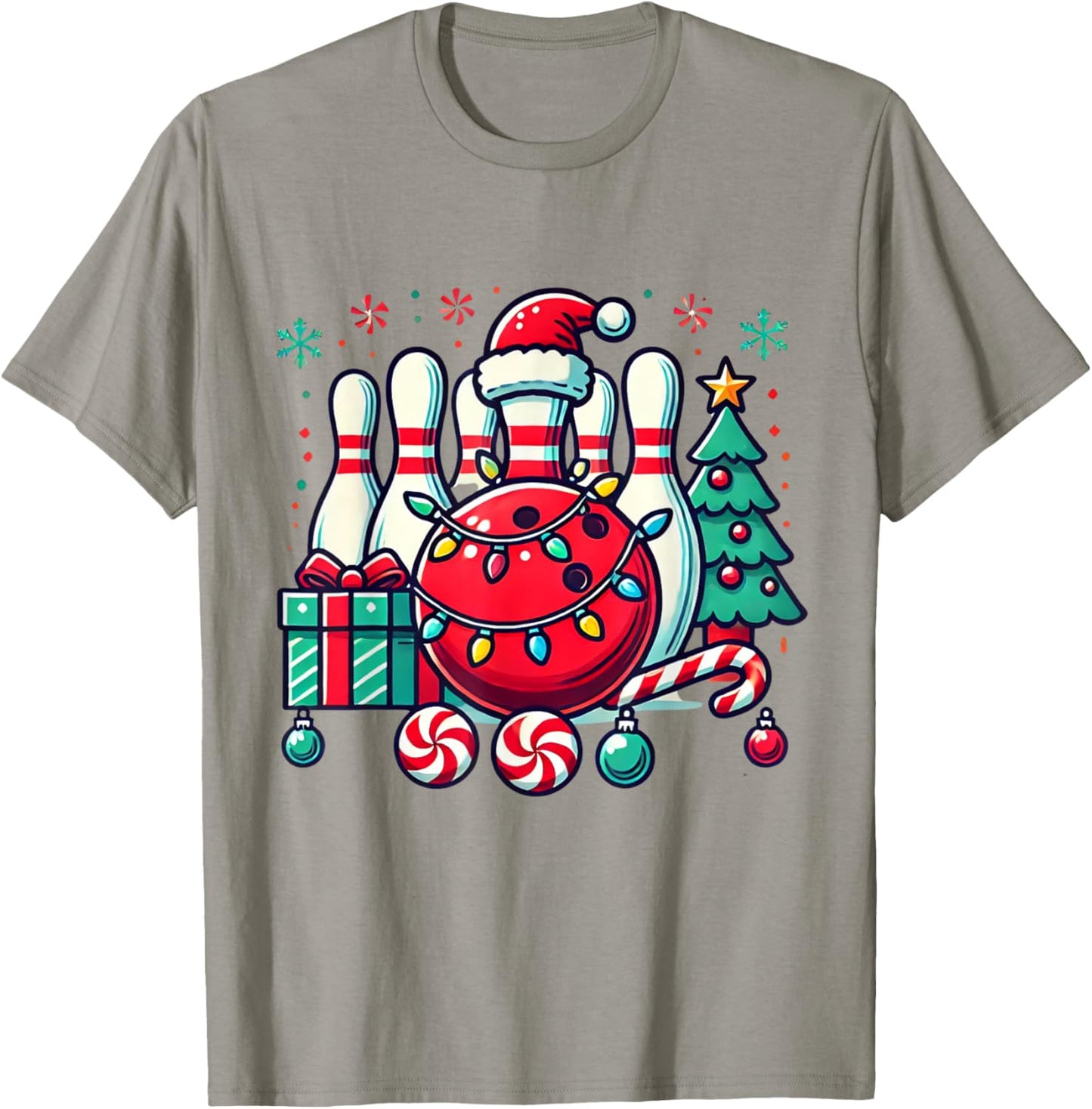 Christmas Bowling Pins Reindeer Xmas Bowler Men Women Kids T-Shirt - T-Shirt | Sand