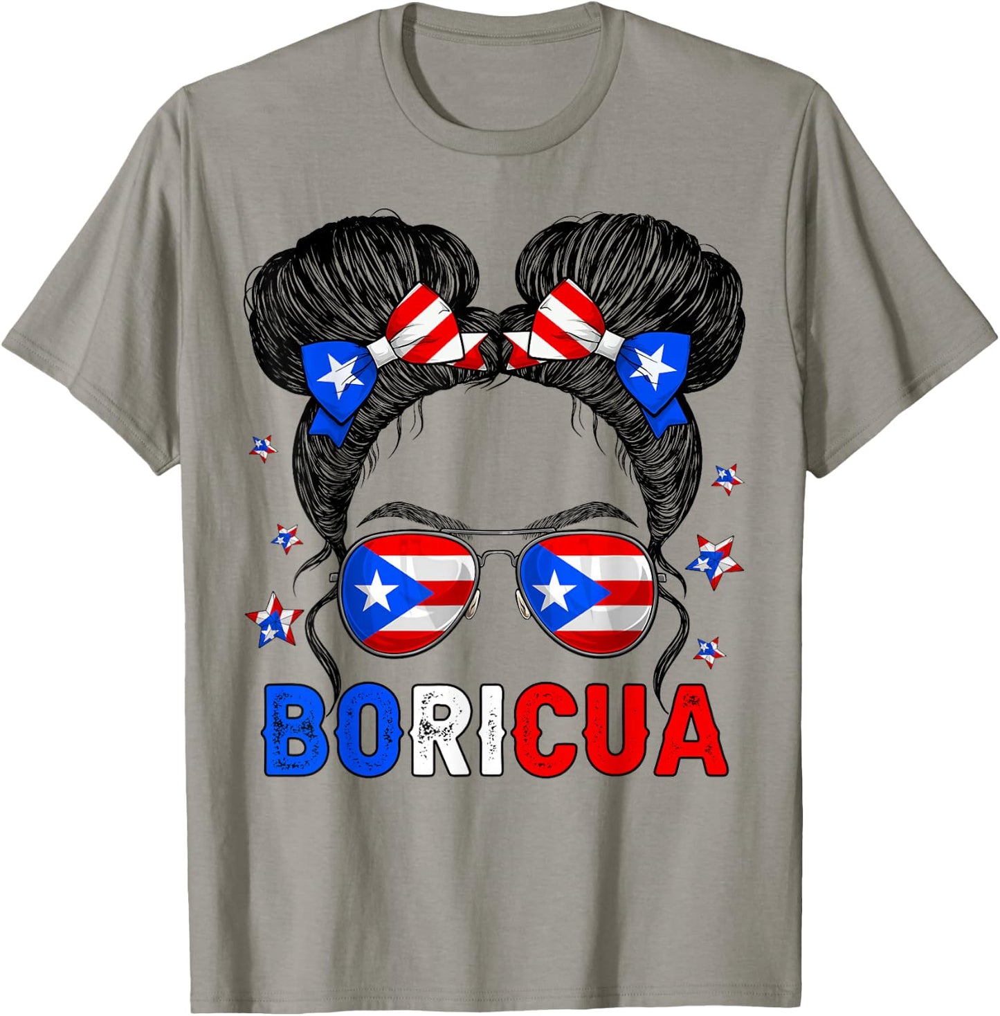 Messy Bun Girl Boricua Puerto Rico Hispanic Heritage Month T-Shirt - T-Shirt | Sand