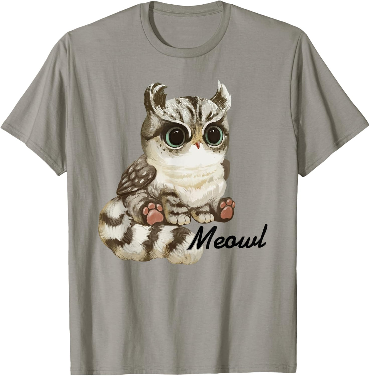 Meowl Cat Owl Animals Yellow Eyes Cute Funny Men Women T-Shirt - T-Shirt | Sand