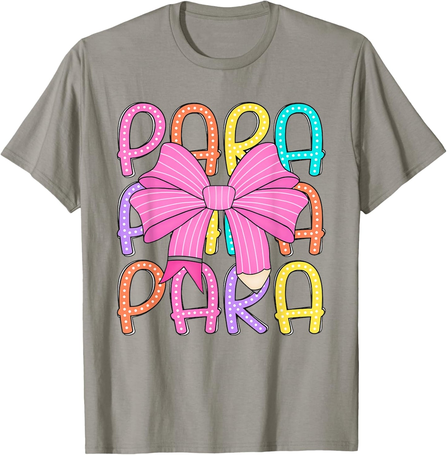 Women Coquette Para Bow Back to School Paraprofessional T-Shirt - T-Shirt | Sand