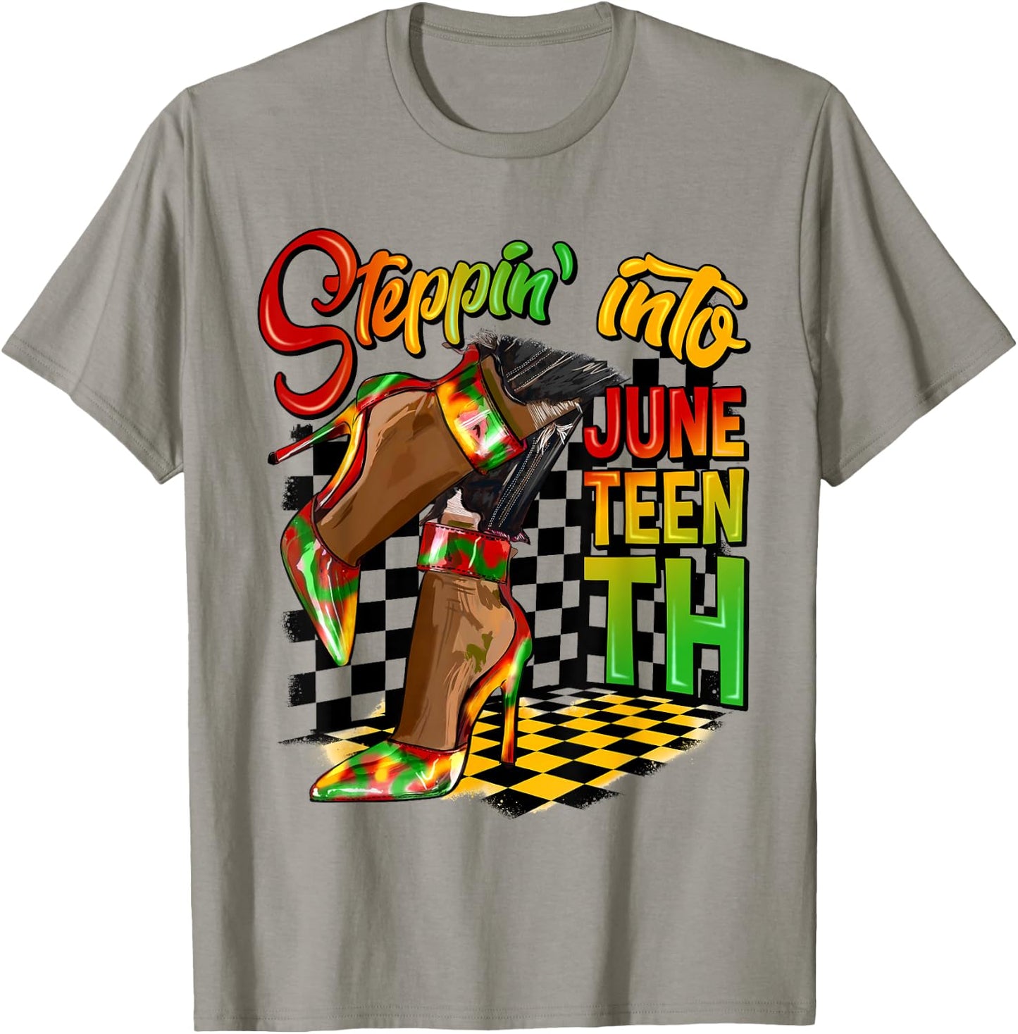 Stepping into Juneteenth High Heels Afro African Women Girls T-Shirt - T-Shirt | Sand