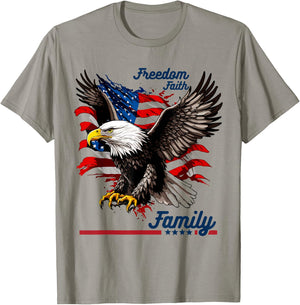Patriotic Bald Eagle USA T-Shirt - T-Shirt | Sand