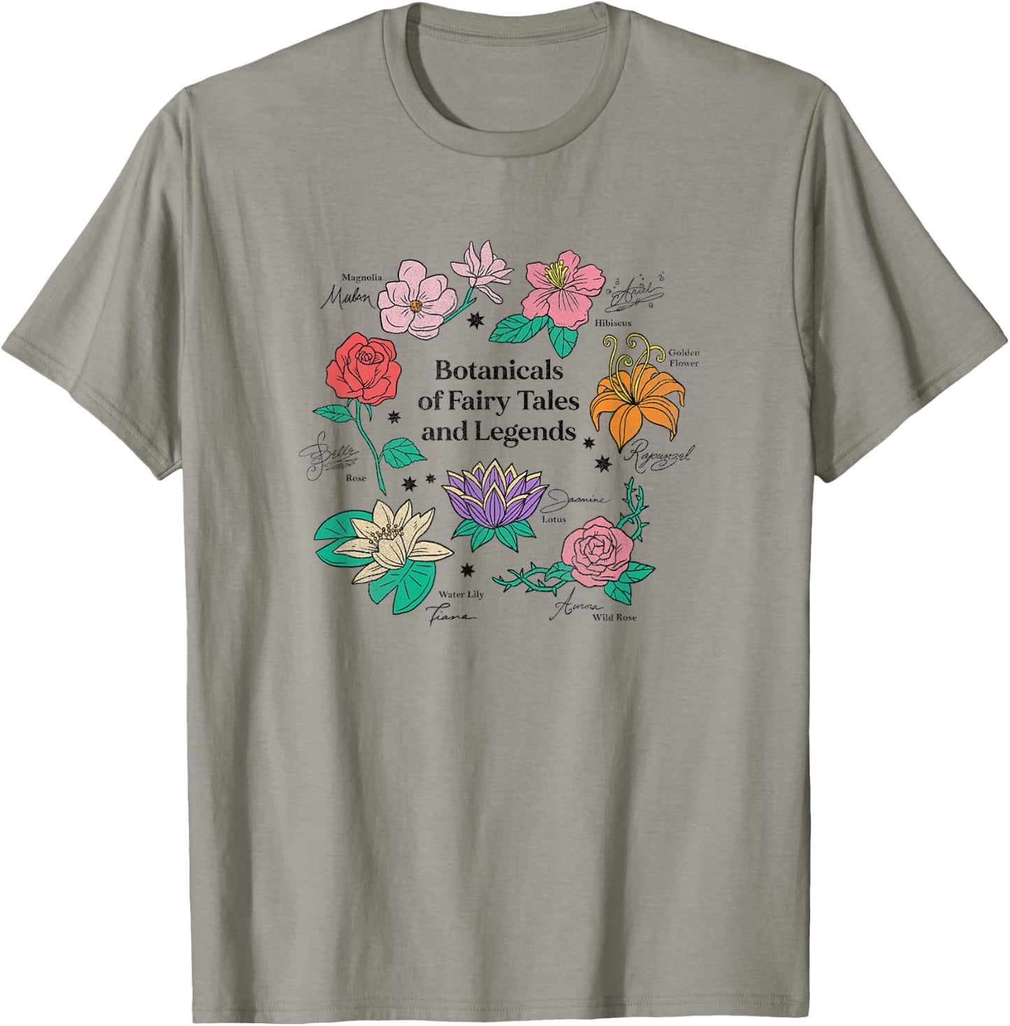 Disney Princess Botanicals Of Fairy Tales Floral Textbook T-Shirt - T-Shirt | Sand