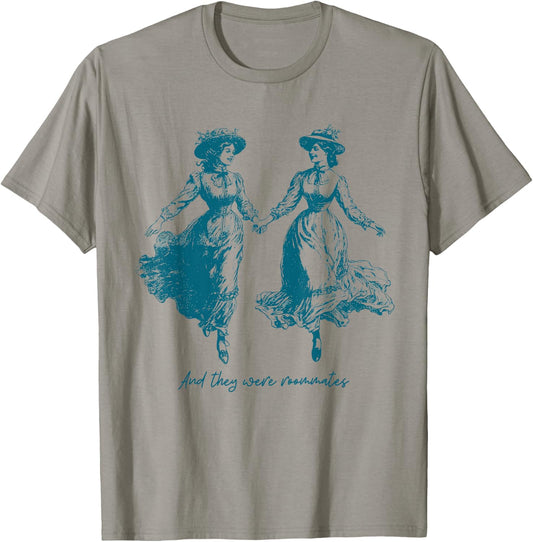 Vintage Lesbian Pride And They Were Roommates Sapphic Pride T-Shirt - T-Shirt | Sand