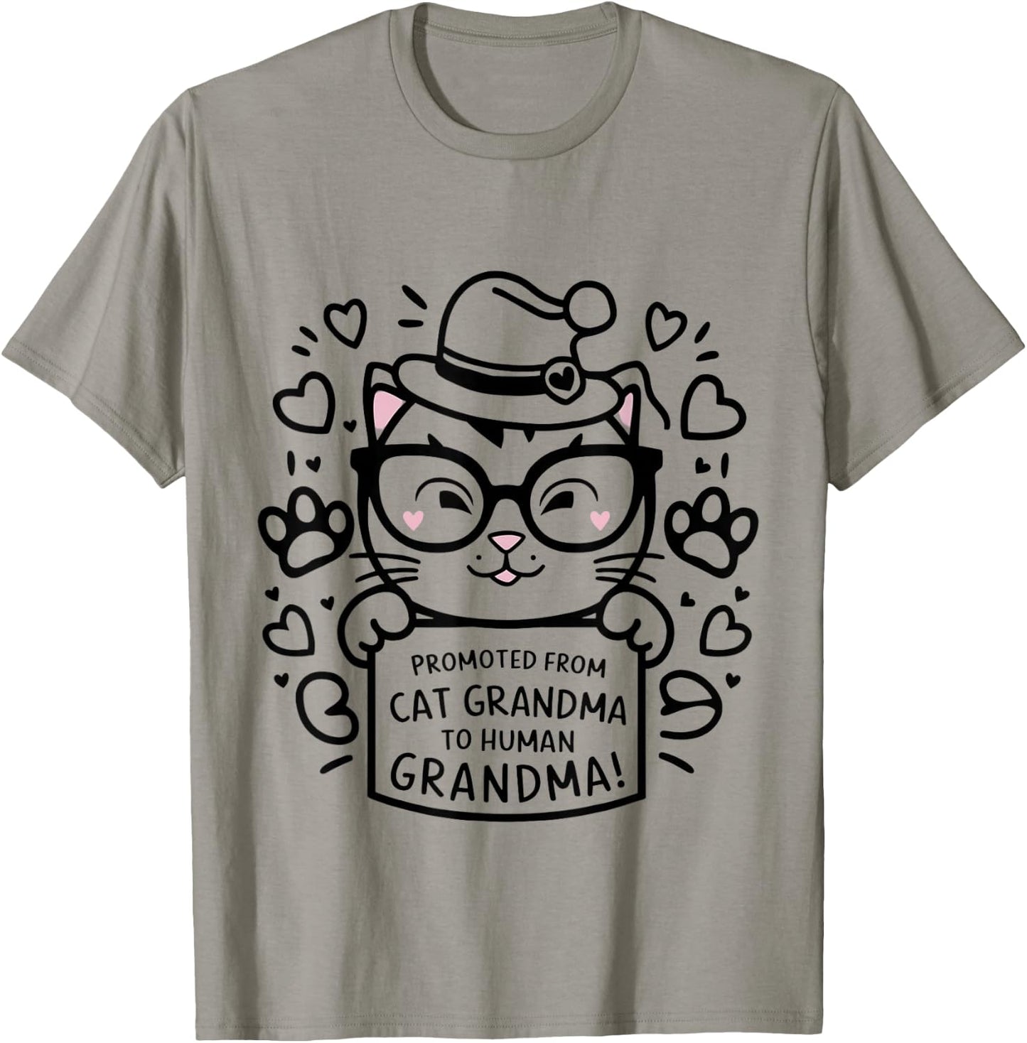 Promoted From Cat Grandma to Human Grandma 2026 T-Shirt - T-Shirt | Sand