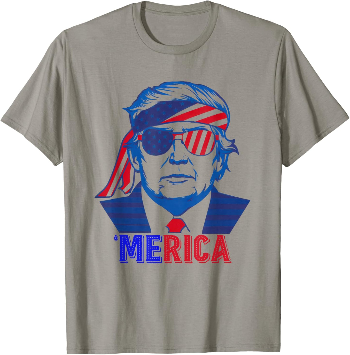 MERICA TRUMP Happy 4th Of July Trump American Flag T-Shirt - T-Shirt | Sand