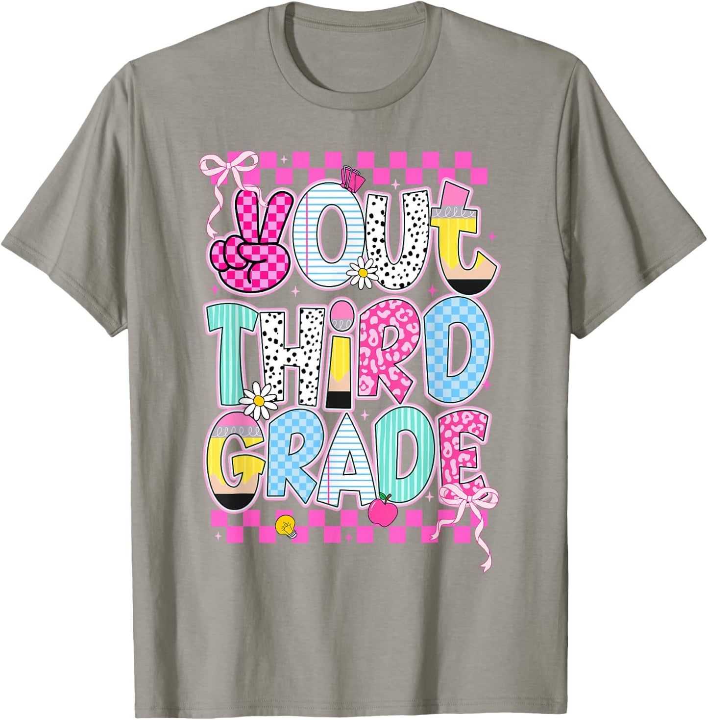 Peace Out 3rd Grade Graduation Last Day School Girls Kids T-Shirt - T-Shirt | Sand