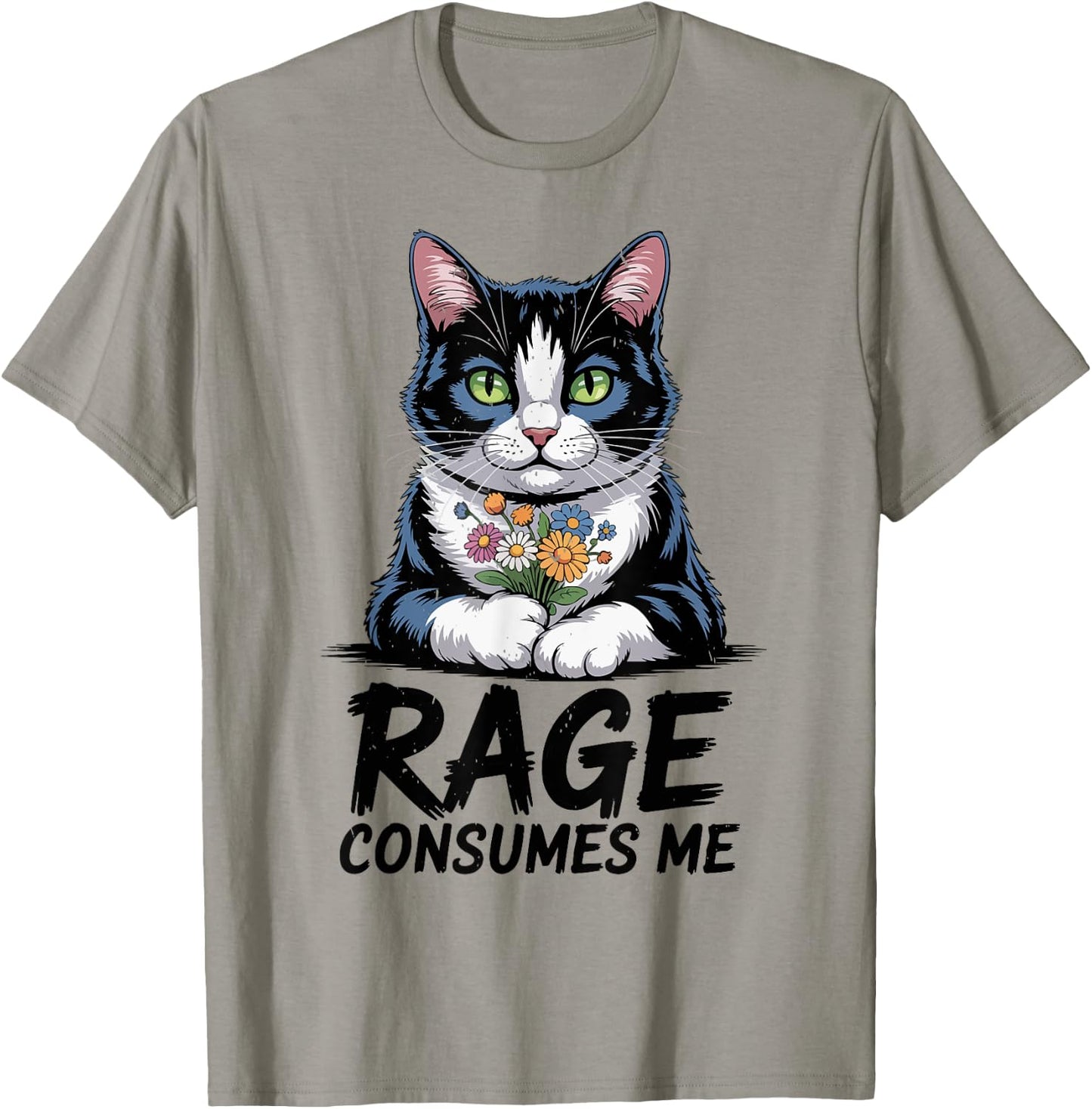 Rage Consumes Me Tuxedo Cat Mom Funny Youth Mama Cute Kitten T-Shirt - T-Shirt | Sand