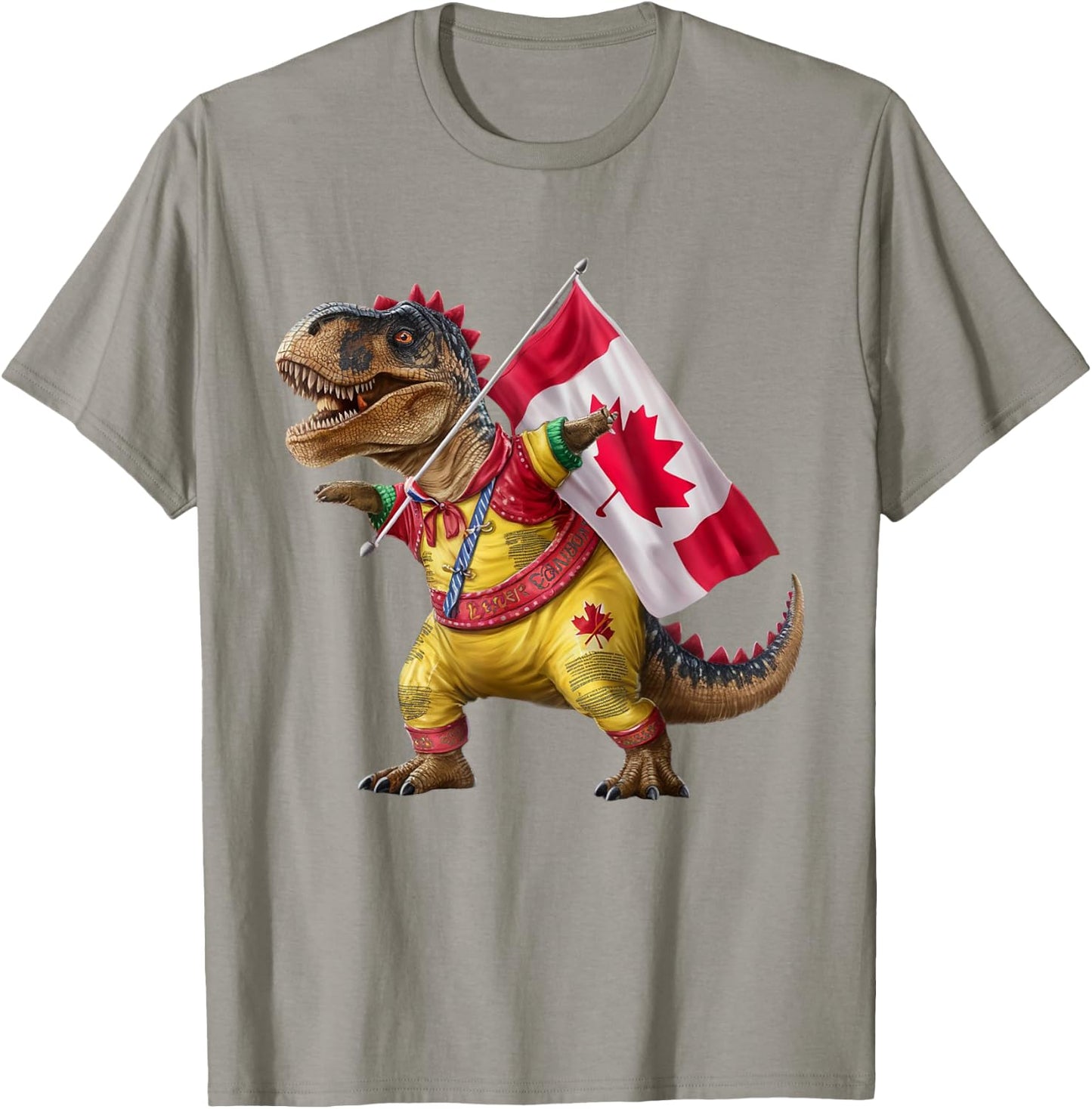 Happy Canada Day Canada Kids Flag Funny Red Dinosaur T-Shirt - T-Shirt | Sand