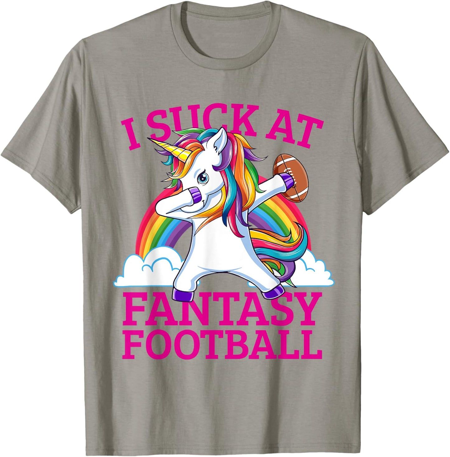 Funny I Suck At Fantasy Football Dabbing Unicorn Loser T-Shirt - T-Shirt | Sand