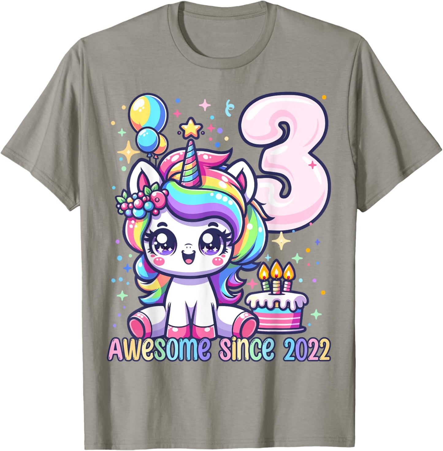 Unicorn 3rd Birthday 3 Year Old Unicorn Party Girls Outfit T-Shirt - T-Shirt | Sand