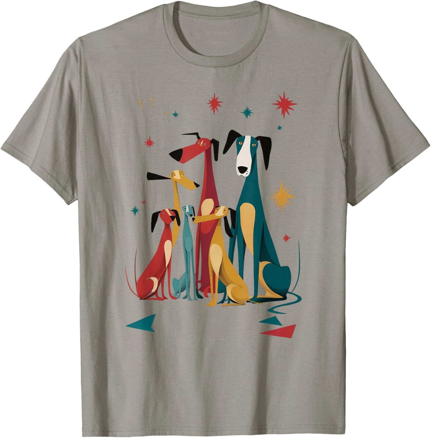 Vintage Retro Mid-Century Long Neck Dogs 50s 60s Style T-Shirt - T-Shirt | Sand