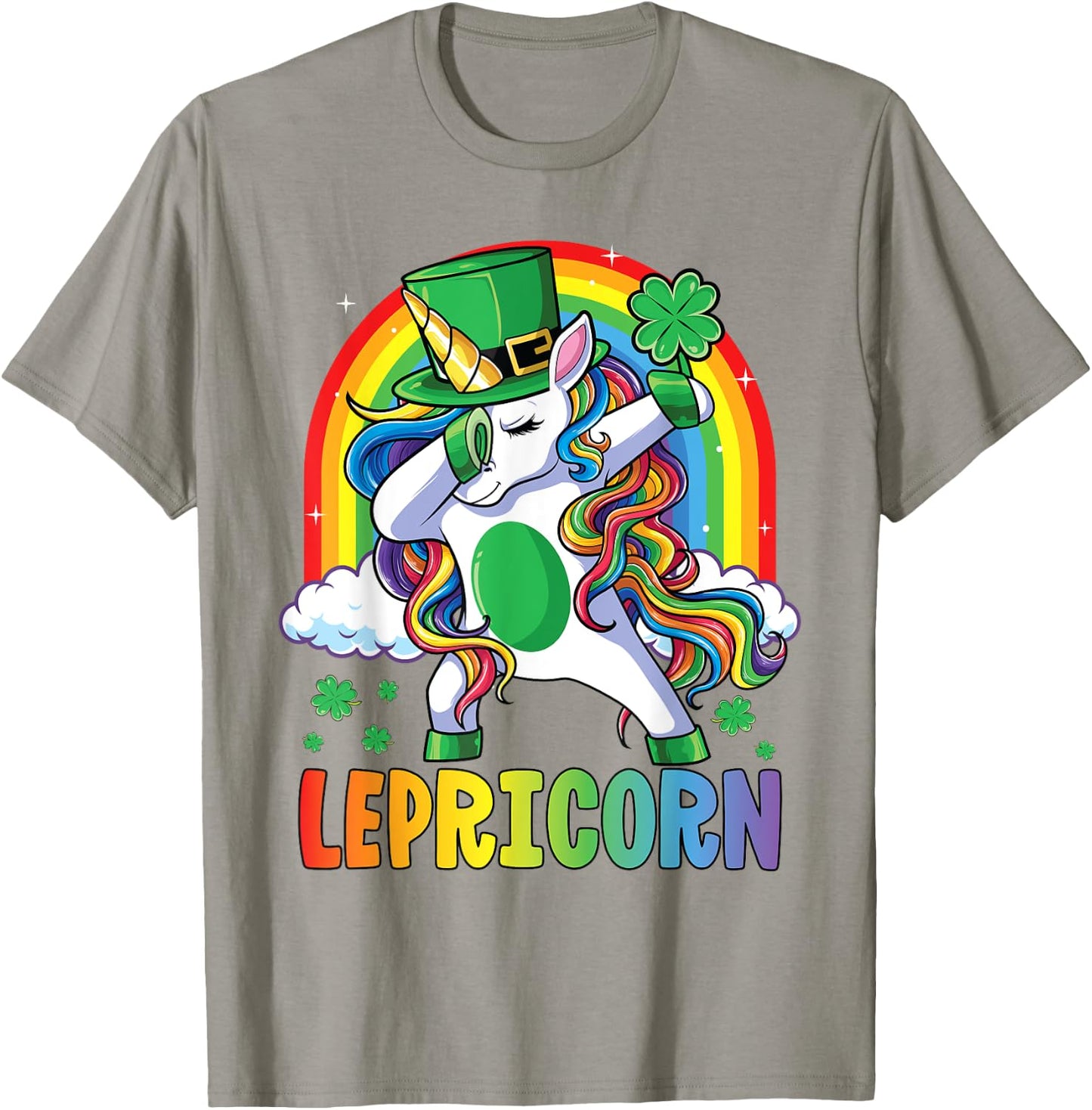 St Patricks Day Shirt Girls Dab Unicorn Leprechaun Lepricorn T-Shirt - T-Shirt | Sand