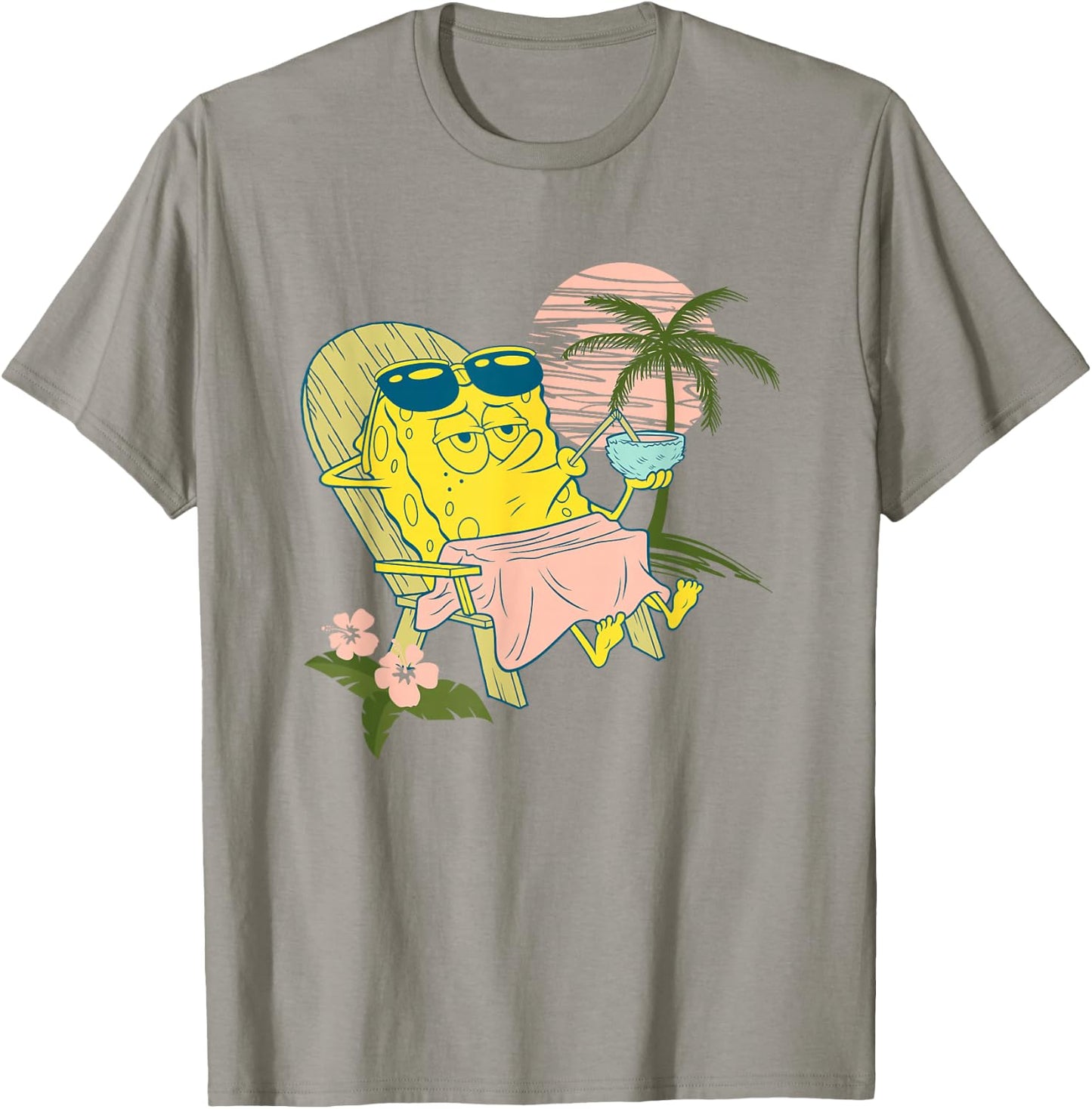 SpongeBob SquarePants Relaxing Having A Coconut At The Beach T-Shirt - T-Shirt | Sand