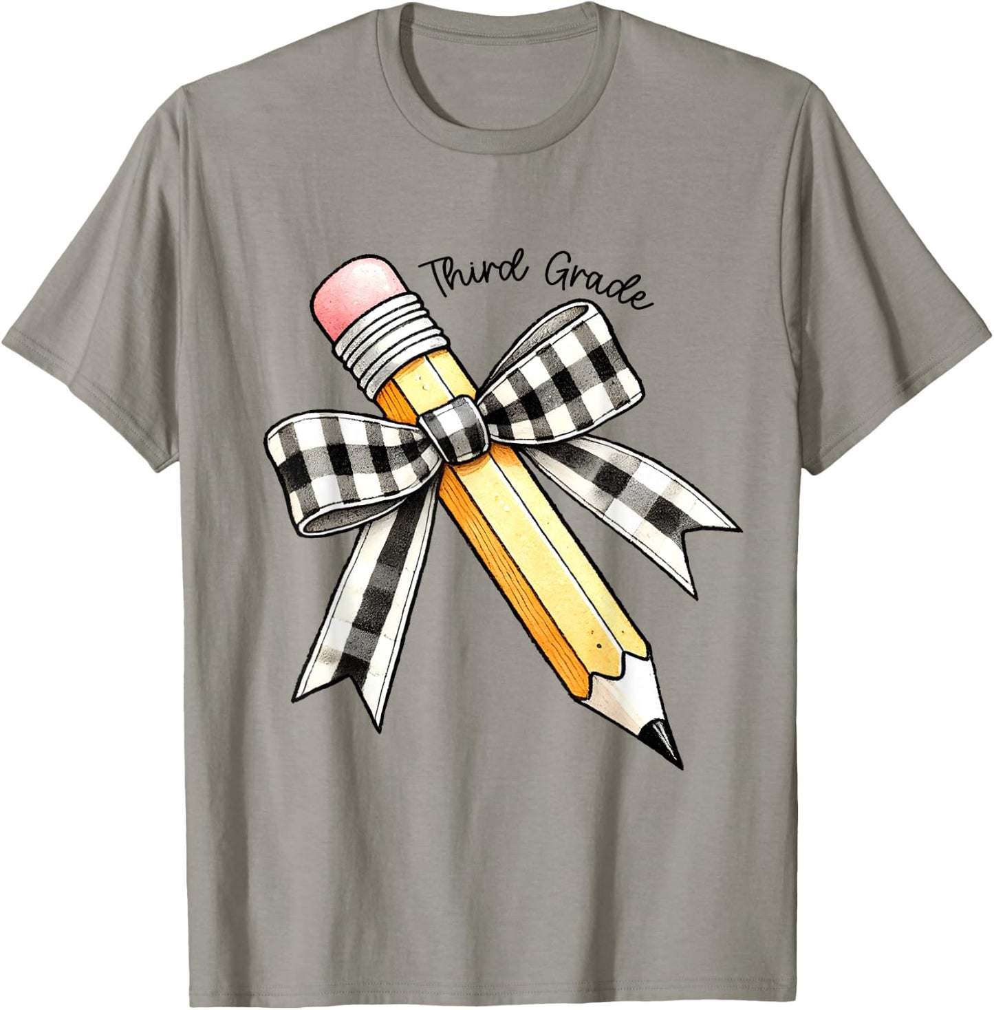 Third Grade Teacher Girl Coquette Pencil Bow 3rd Grade Team T-Shirt - T-Shirt | Sand