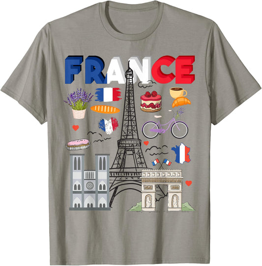 France Flag Outfit Idea For Kids French Flag & Lavender T-Shirt - T-Shirt | Sand