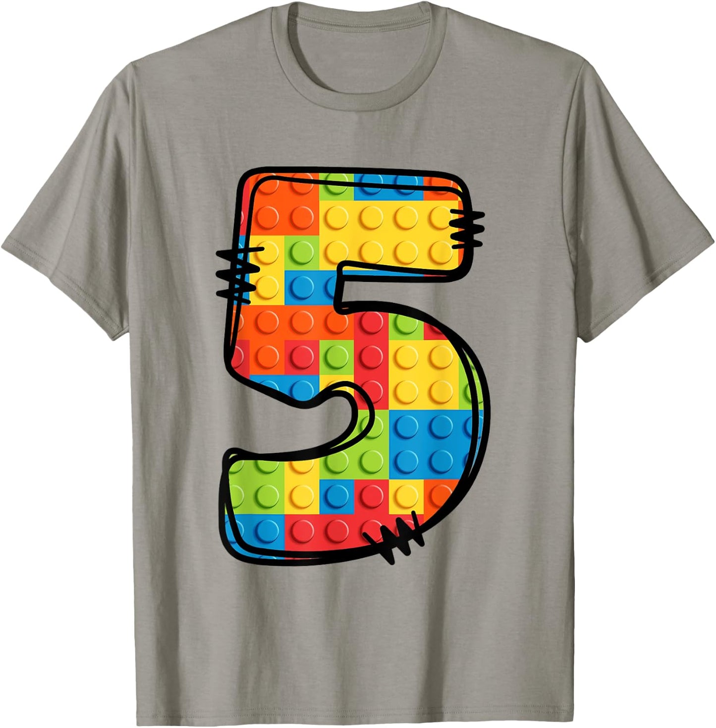 5 Year Old Blocks Building Master Builder 5th Birthday T-Shirt - T-Shirt | Sand
