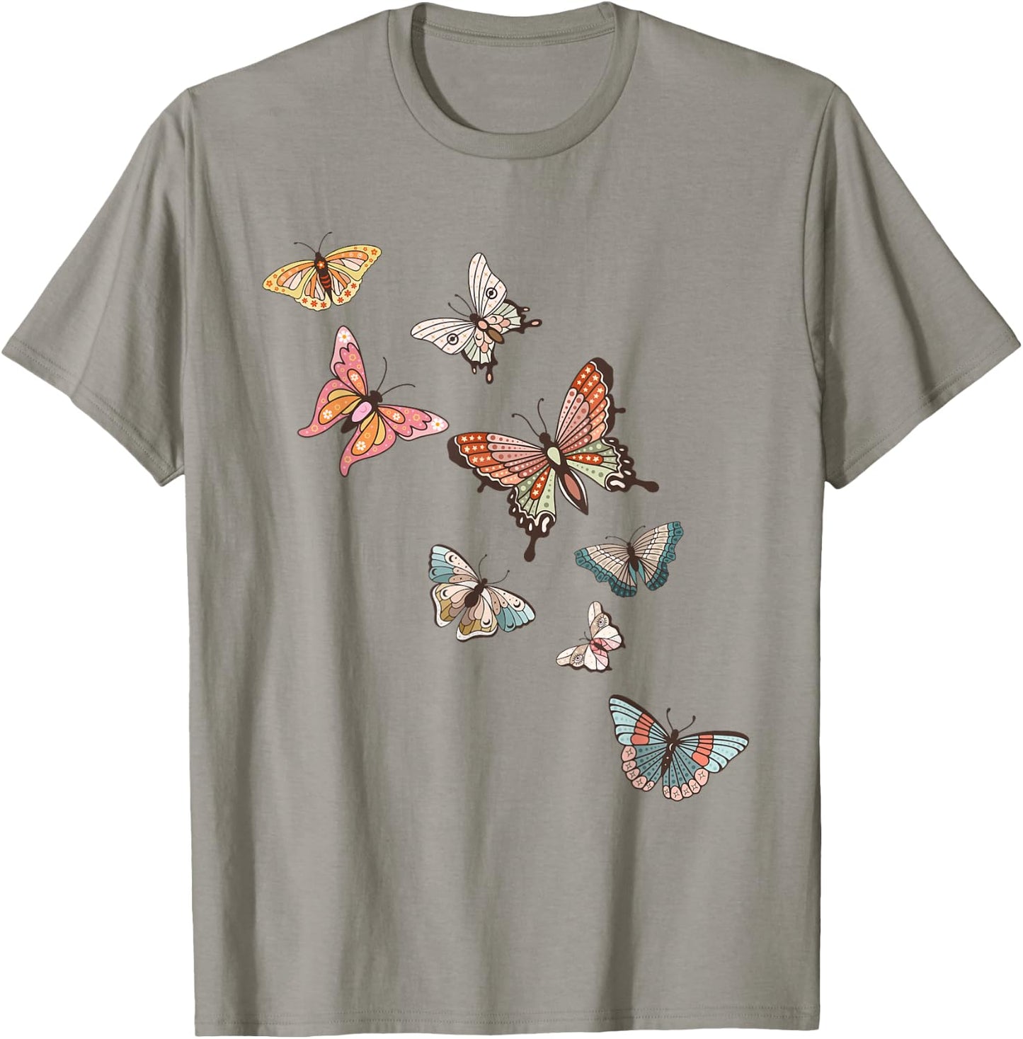 Flying Butterflies - Butterfly Lover Gardener Entomologist T-Shirt - T-Shirt | Sand