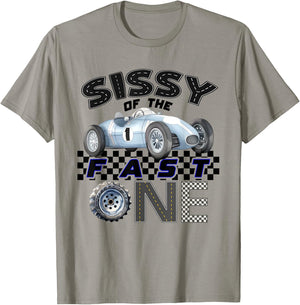 Sissy of The Fast One Birthday 1st Race Car Family T-Shirt - T-Shirt | Sand