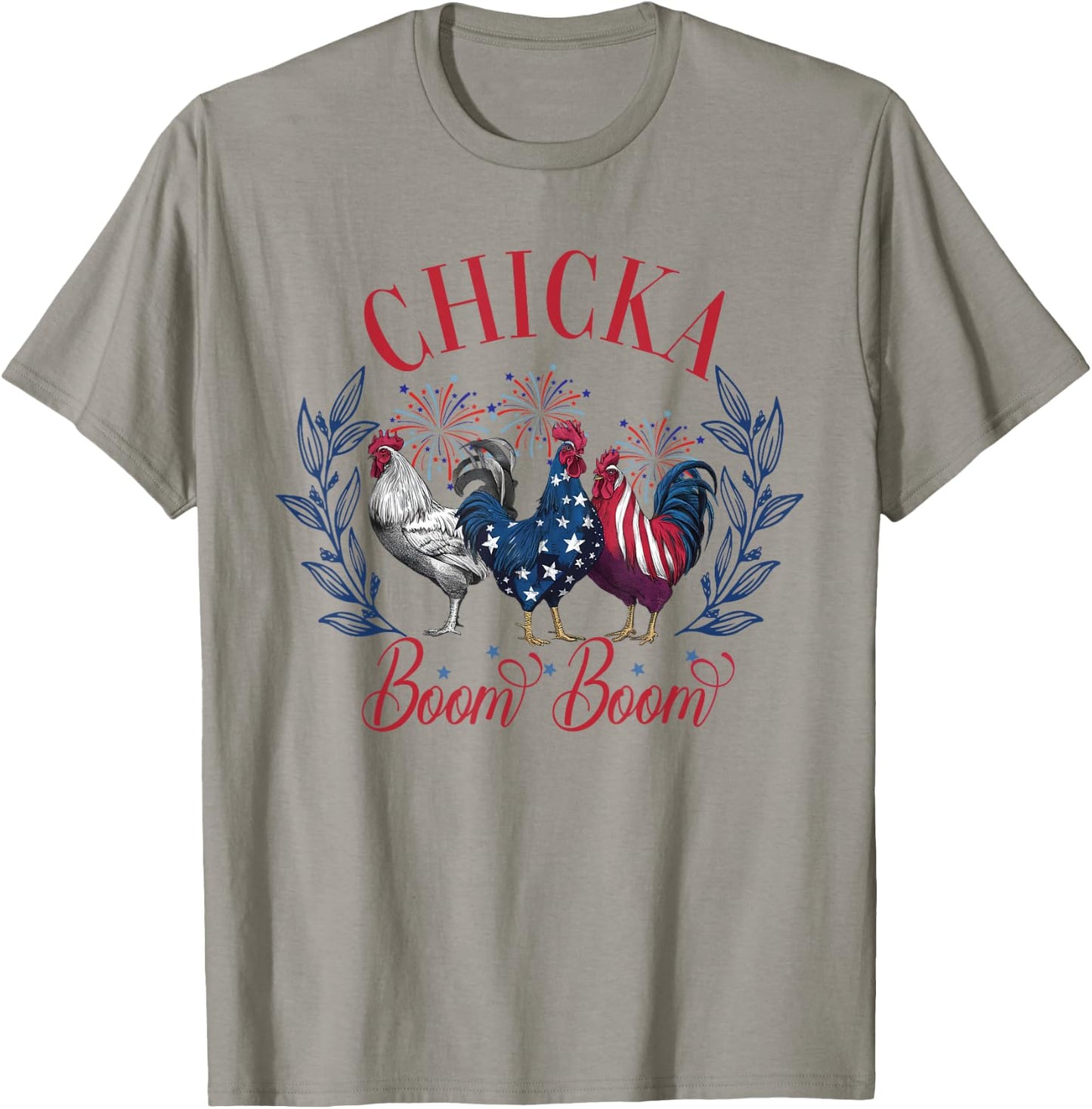 Chicka Boom Boom Cute Chicken Retro 4th of July America Men T-Shirt - T-Shirt | Sand