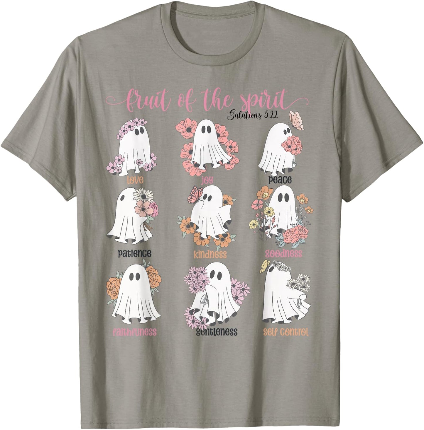 Fruit Of The Spirit Retro Ghost Christian Halloween Faith T-Shirt - T-Shirt | Sand