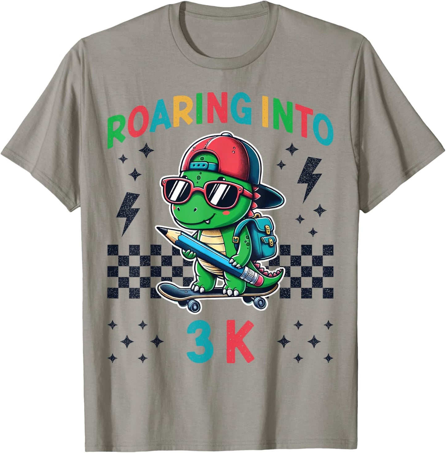 Roaring Into 3K Dinosaur First Day of K3 Kid Im Ready for 3K T-Shirt - T-Shirt | Sand
