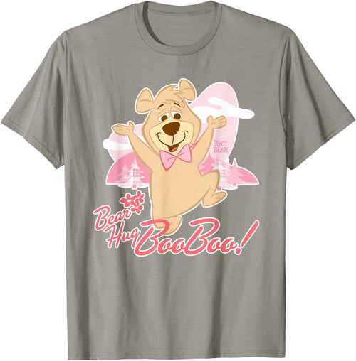Popfunk Yogi Bear Bear Hug Boo Boo -Adults Kids , Grey, Small, Short Sleeve, Cotton 50% Polyester 50%