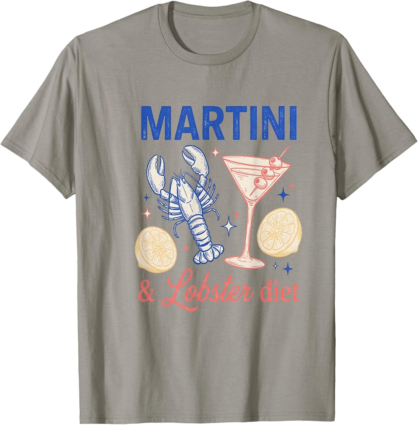 Martini Lobster Diet Vintage Cocktail Seafood T-Shirt - T-Shirt | Sand