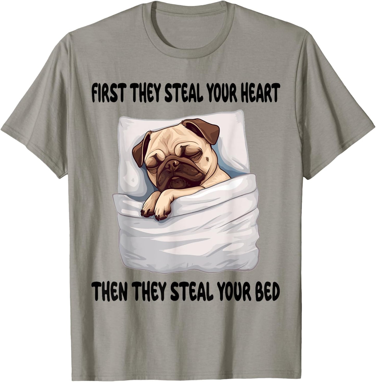 Pug Sleeping Pajamas Nightgown T-Shirt - T-Shirt | Sand
