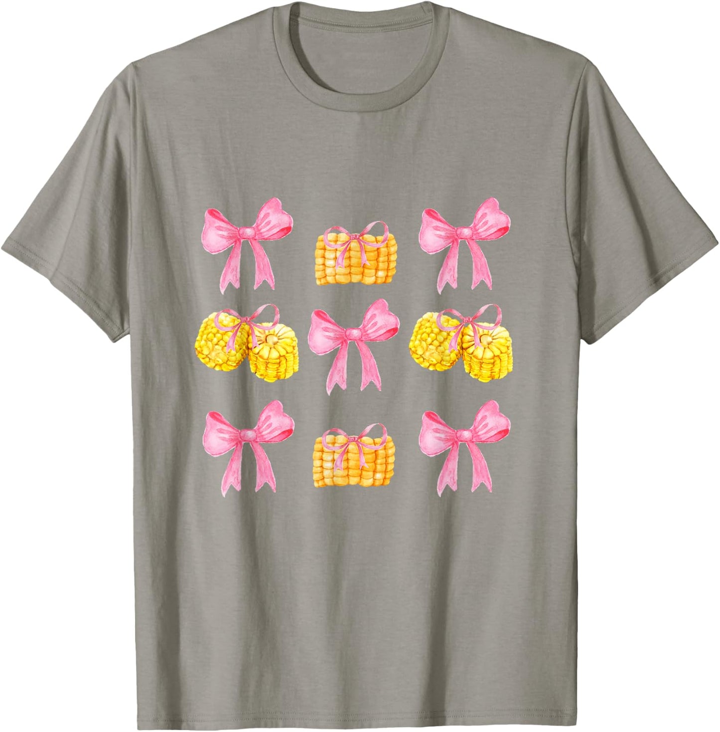 Pink Bows Cute Coquette corn y2k Clean Girl Aesthetic T-Shirt - T-Shirt | Sand