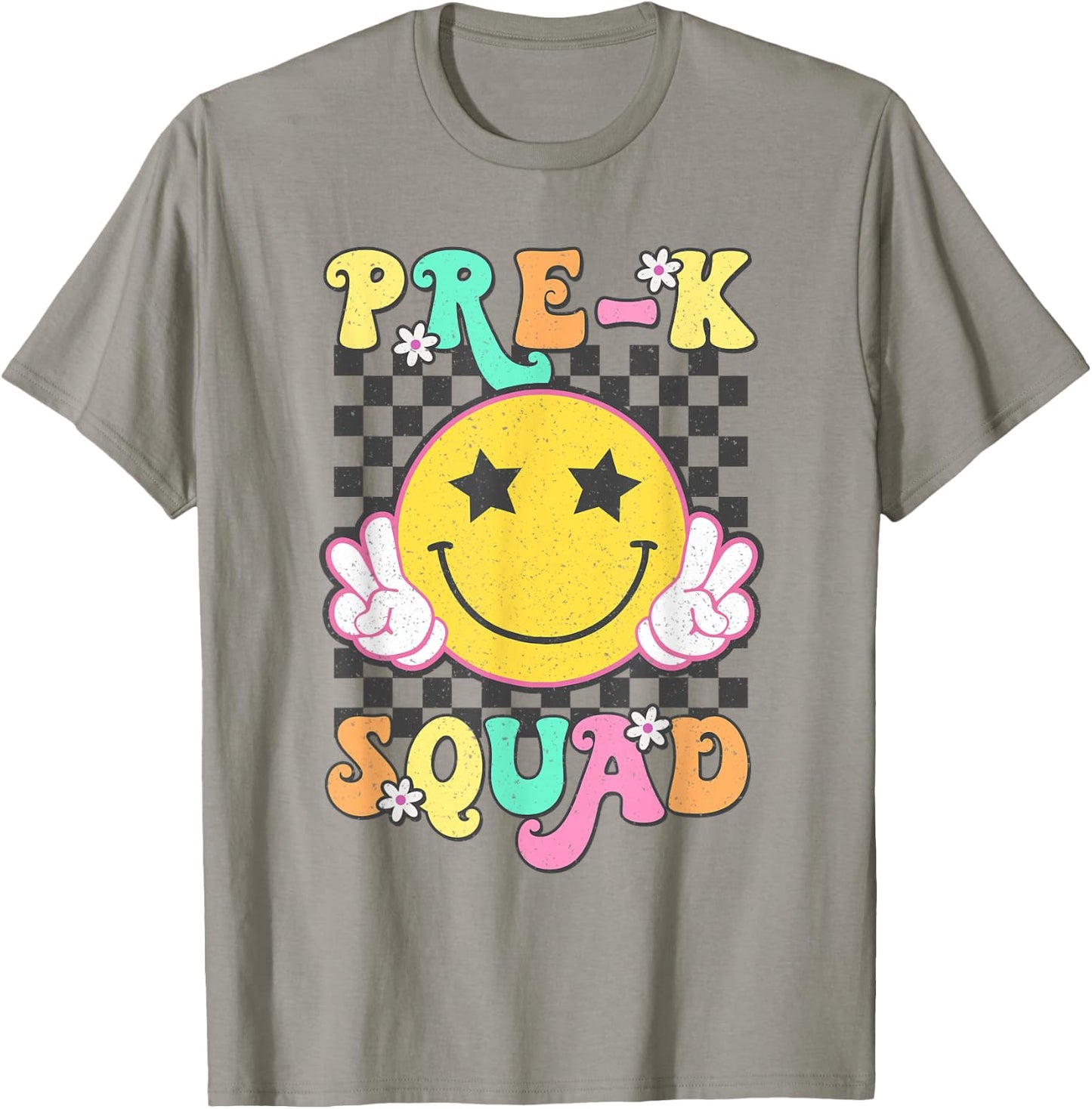 Pre-K Squad Smile Retro Back To School T-Shirt - T-Shirt | Sand