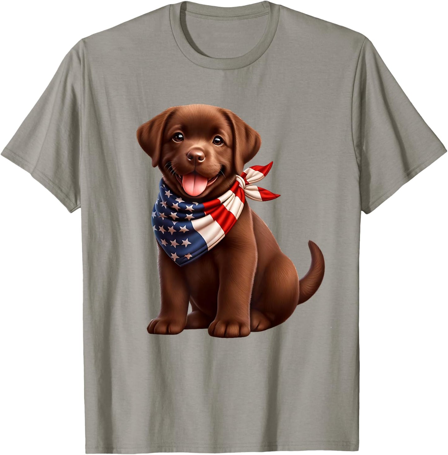 Cute Chocolate Labrador Puppy 4th Of July Dog T-Shirt - T-Shirt | Sand