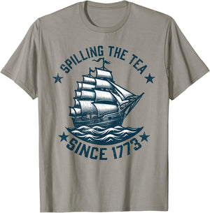 Funny 4th of July Spilling The Tea Since 1773 Independence T-Shirt - T-Shirt | Sand