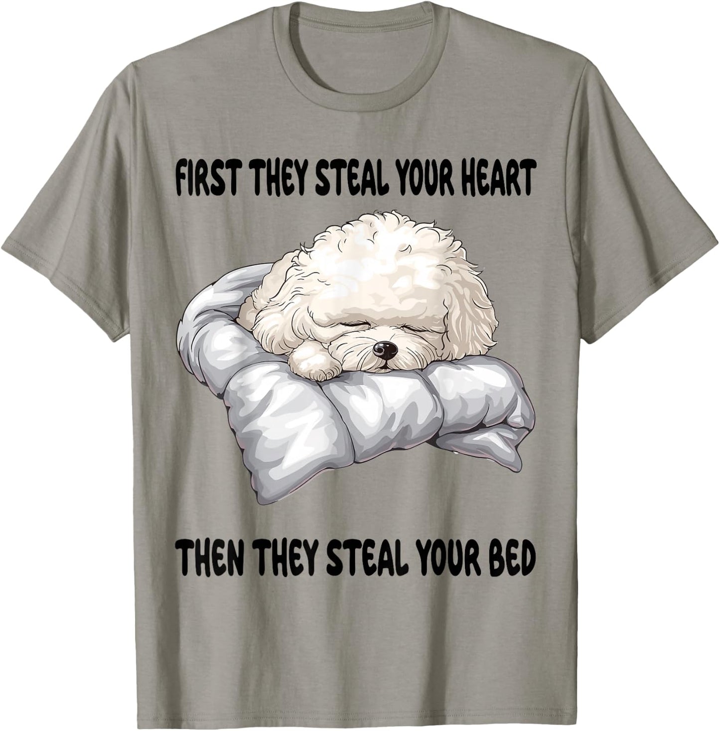 Bichon Frise Sleeping Pajamas Nightgown T-Shirt - T-Shirt | Sand