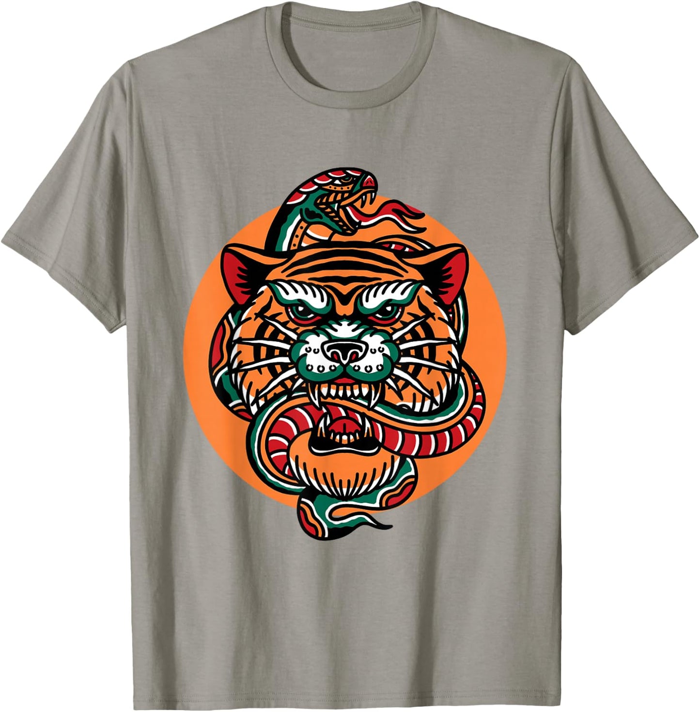 Tiger Snake Traditional Tattoo Flash Alternative Edgy Trendy T-Shirt - T-Shirt | Sand
