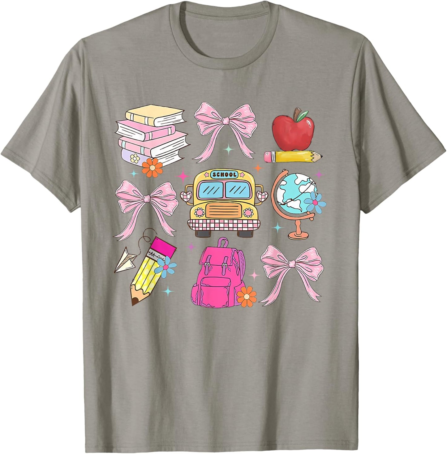 Back to School Coquette Teacher Women Girl Kindergarten PreK T-Shirt - T-Shirt | Sand