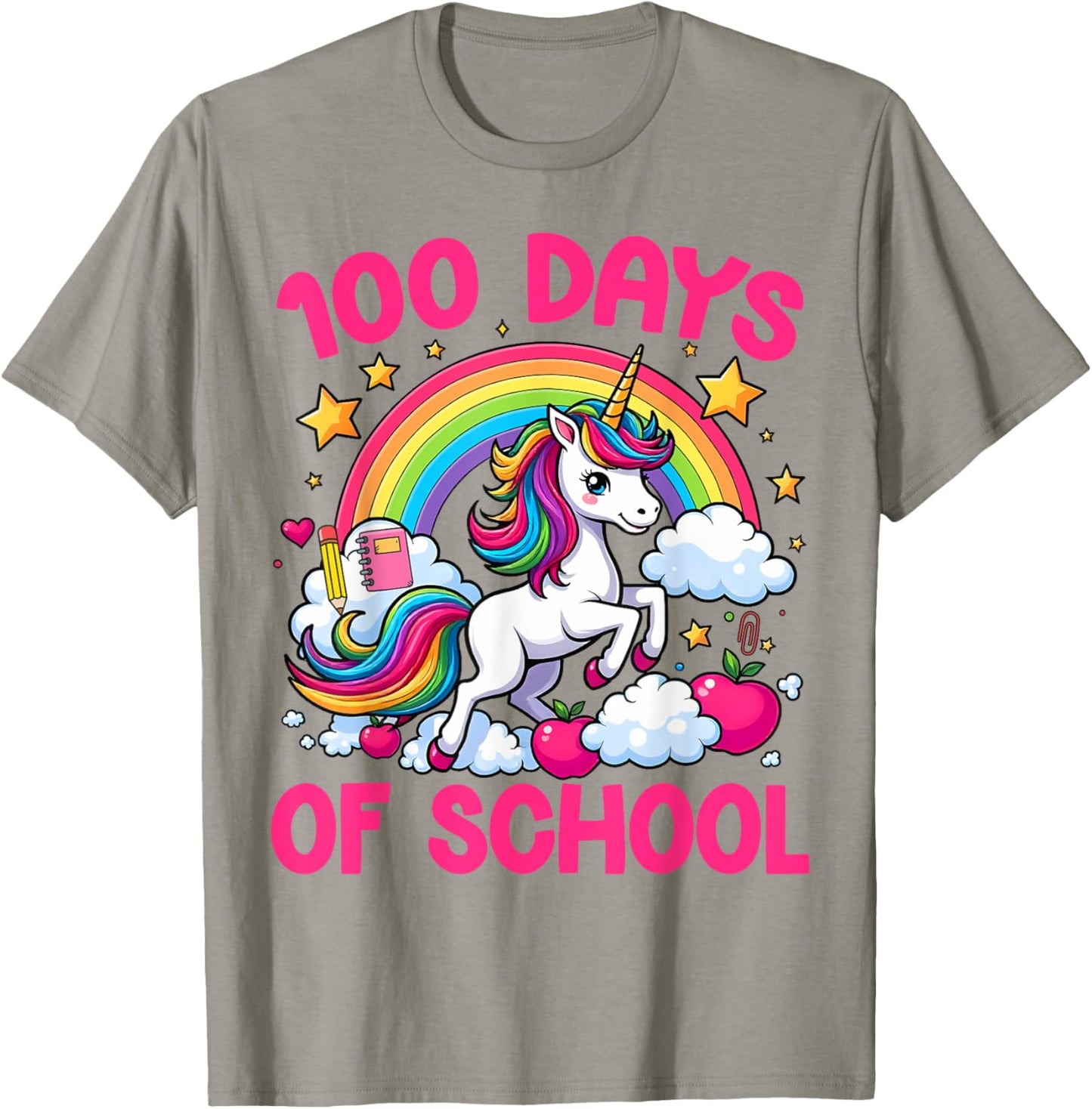100 Days Of School Unicorn Teacher Girls Happy 100 Days T-Shirt - T-Shirt | Sand