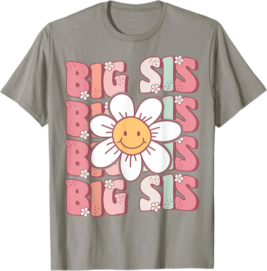 Groovy Big Sis Matching Family Birthday Party Daisy Flower T-Shirt - T-Shirt | Sand