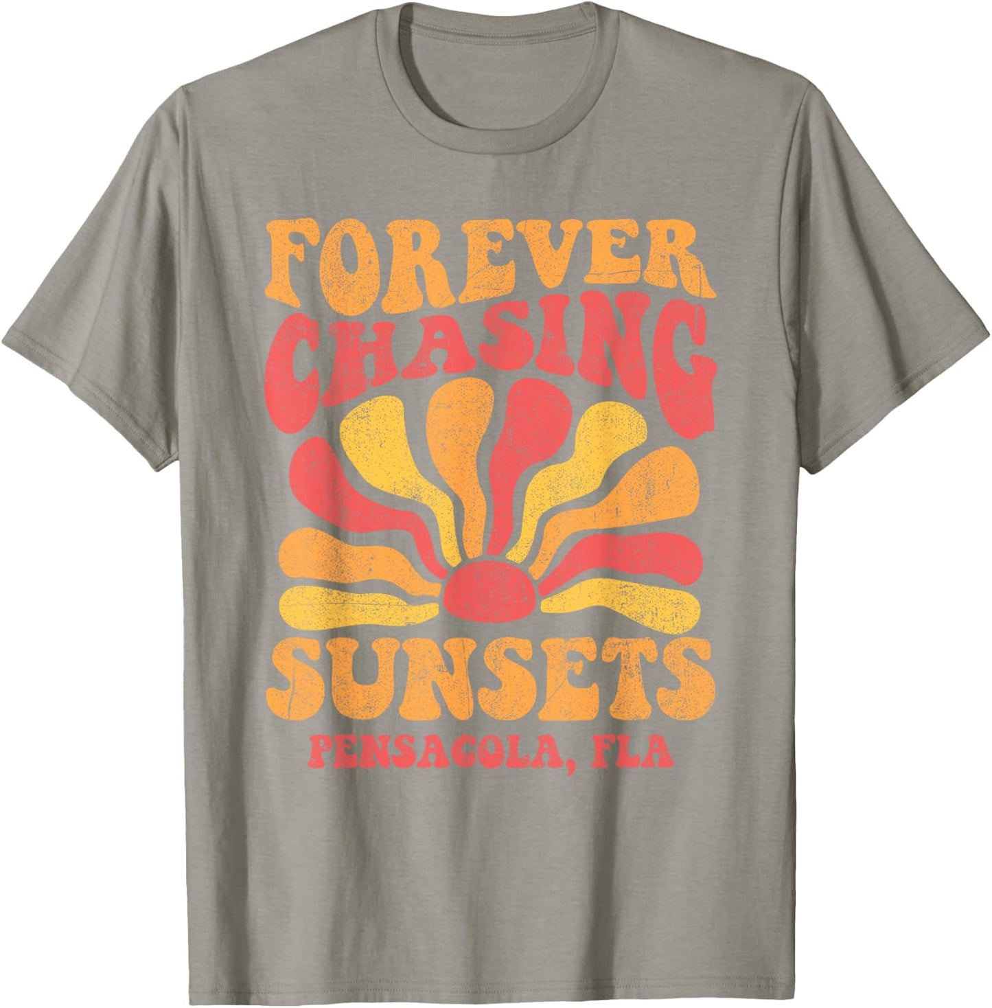 Forever Chasing Sunsets Pensacola Beach Florida 70s Retro T-Shirt - T-Shirt | Sand