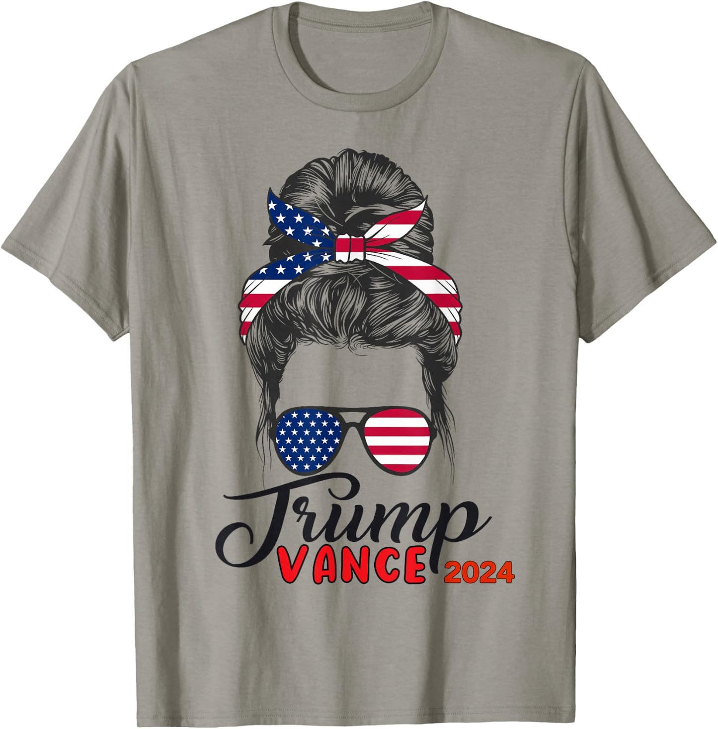 Trump Vance 2024 Trump Girl USA Flag T-Shirt - T-Shirt | Sand