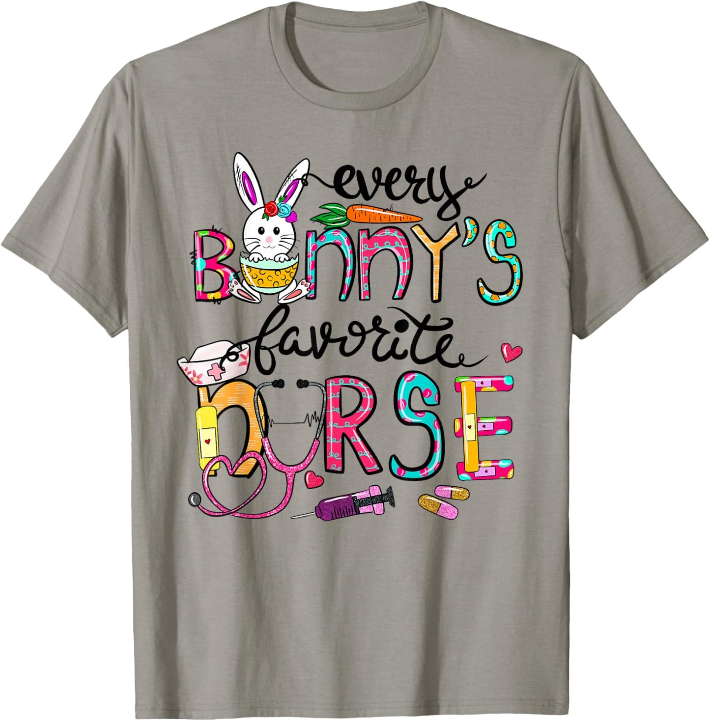 Cute Every Bunnys Is Favorite Nurse Cute Bunnies Easter Eggs T-Shirt - T-Shirt | Sand