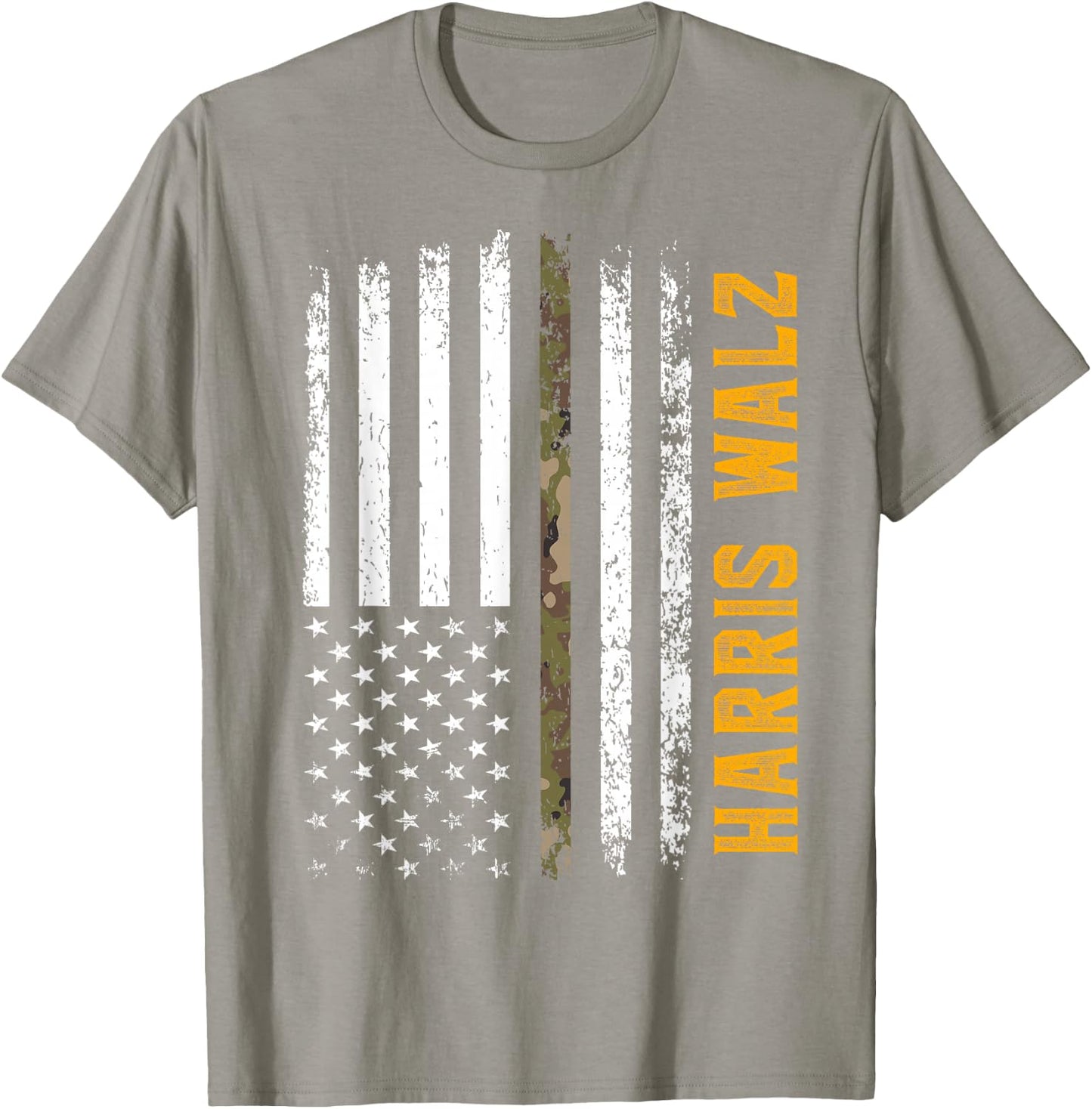 Harris Walz 2024 Presidential Election Kamala Camo Flag T-Shirt - T-Shirt | Sand