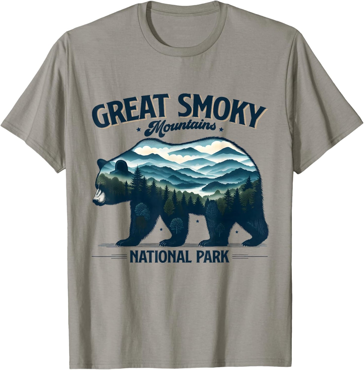 Hiking Camping Great Smoky Mountains National Park Bear T-Shirt - T-Shirt | Sand